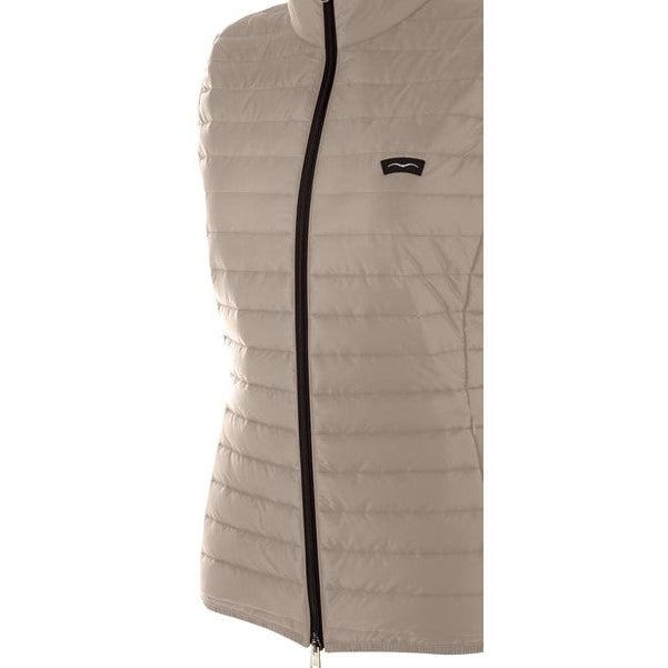 Animo brand beige quilted vest with zipper and logo detail.