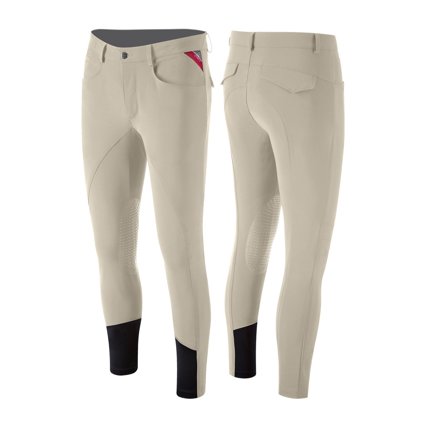 Animo brand beige riding breeches with grip pattern and black details.