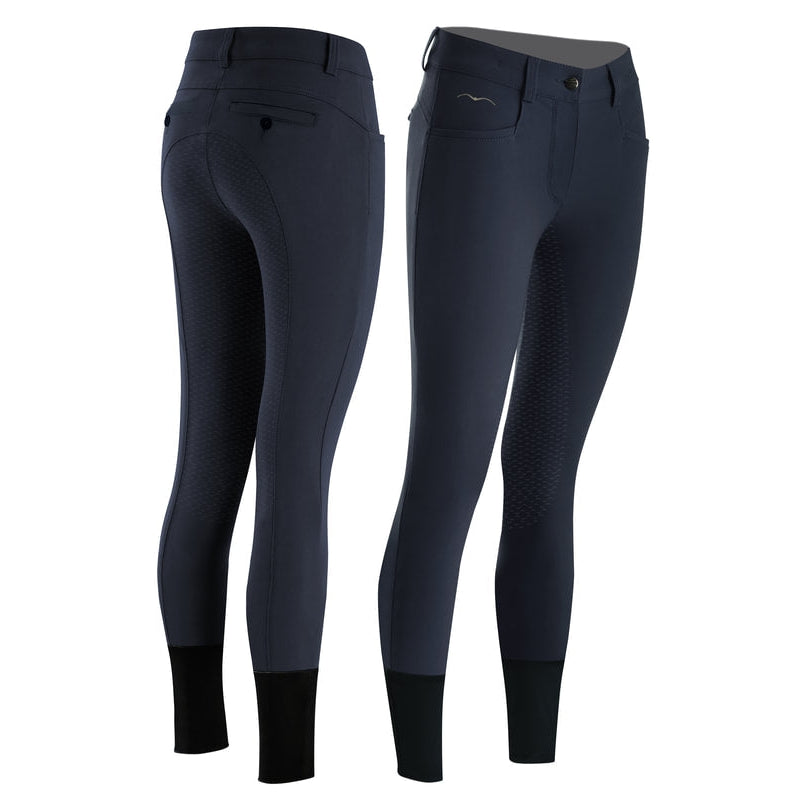 Animo brand women's equestrian riding breeches in navy blue color.