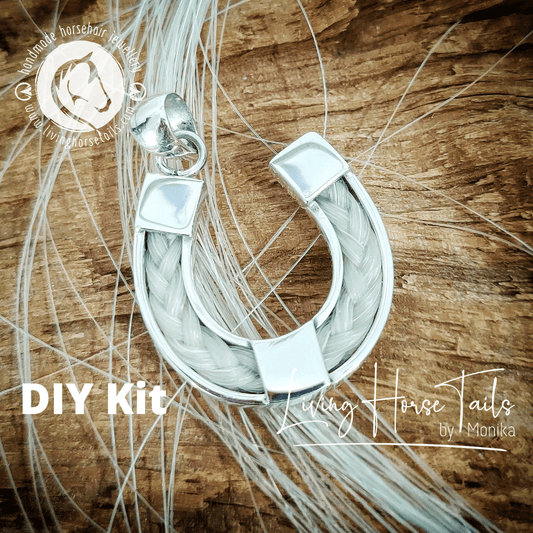 DIY Horseshoe Horse Hair Pendant Kit in Sterling Silver.-Living Horse Tales Jewellery By Monika-The Equestrian