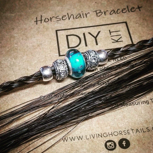 DIY Kit - Make your Own Horsehair Braided Bracelet (Glass Bead)-Living Horse Tales Jewellery By Monika-The Equestrian