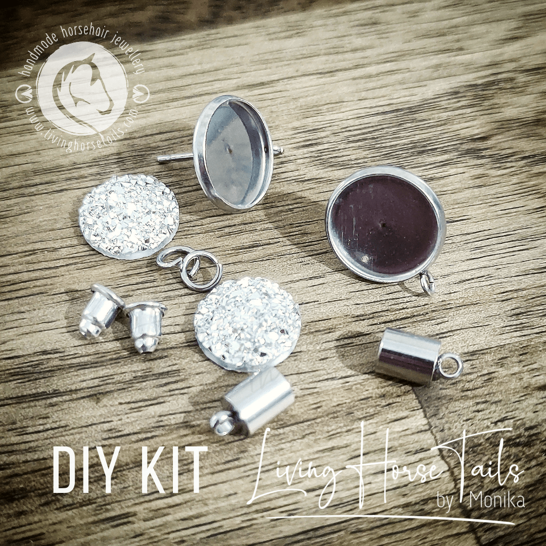 DIY Kit to make your own Stainless Steel Horsehair Earrings.-Living Horse Tales Jewellery By Monika-The Equestrian