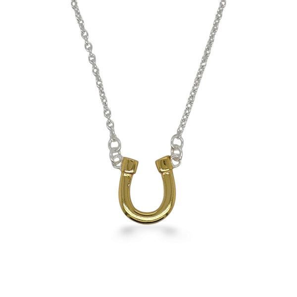 Mountain Creek Jewellery Stirling Silver Horseshoe Necklace with Yellow Gold Plating