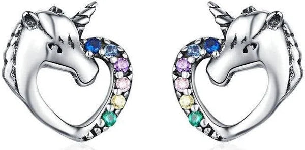 Mountain Creek Jewellery Multi Colour Cubic Zirconia Unicorn Studs