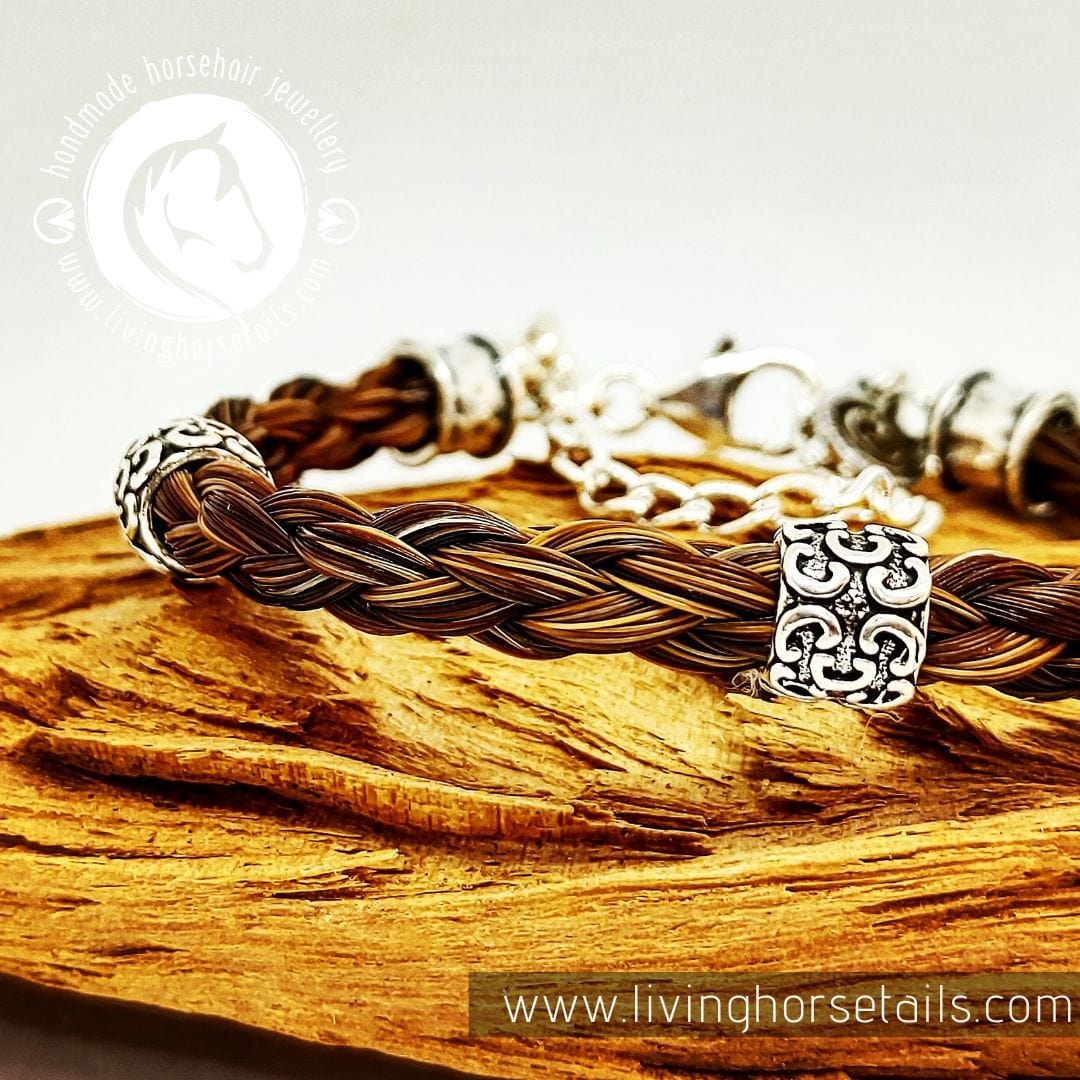 Sterling Silver Beaded Horse Hair Braided Bracelet-Living Horse Tales Jewellery By Monika-The Equestrian
