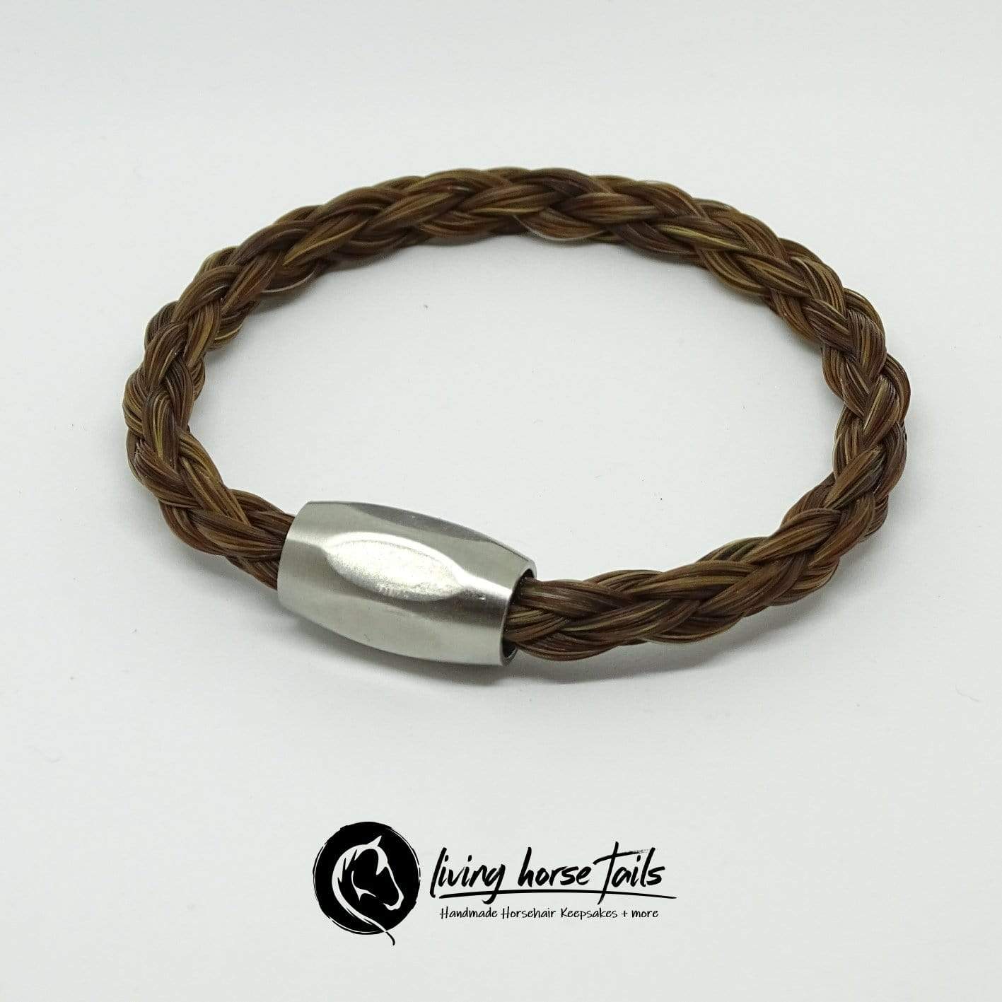Unisex Mens Stainless Steel Magnetic Clasp Horsehair Braided Bracelet-Living Horse Tales Jewellery By Monika-The Equestrian