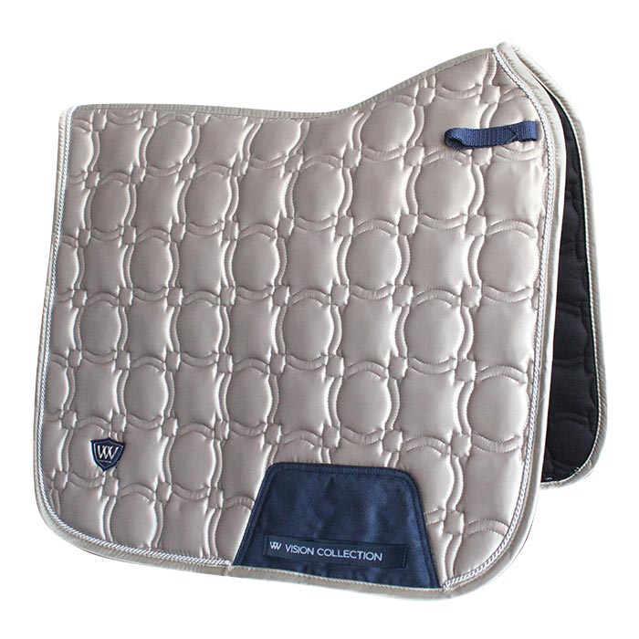 Woof Wear branded gray horse saddle pad with quilted design.