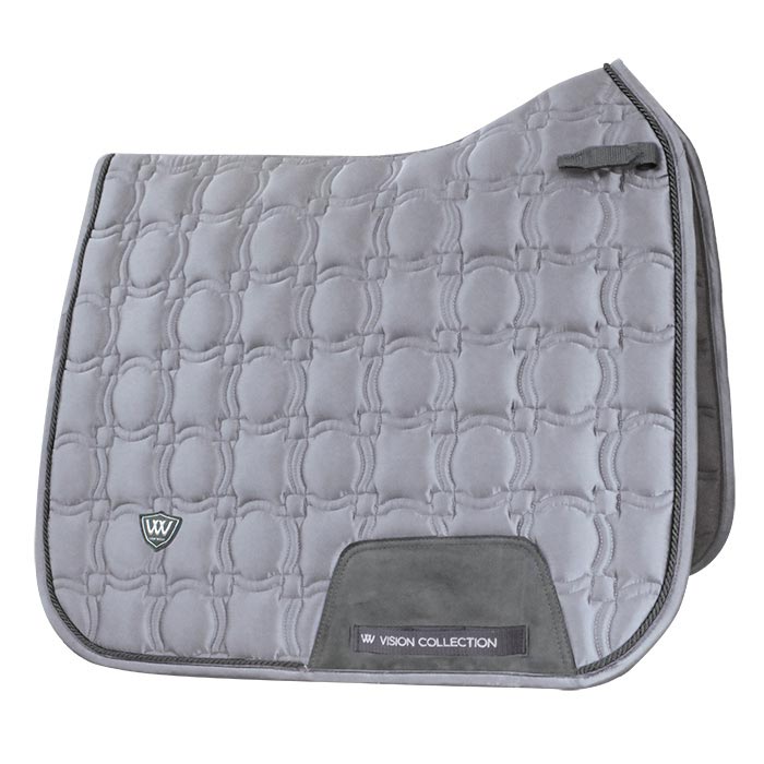 Woof Wear branded gray horse saddle pad, Vision Collection design.