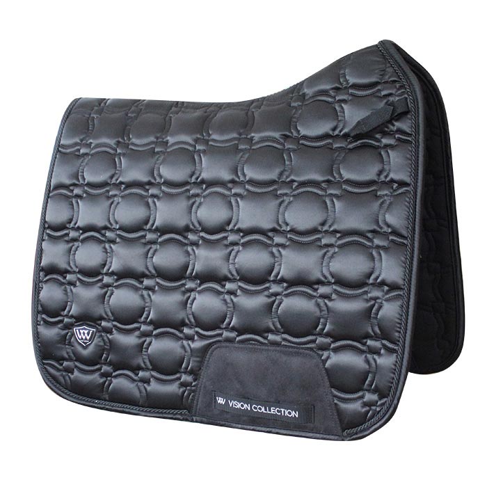 Alt: Woof Wear saddle pad, black, embossed circles, vision collection.