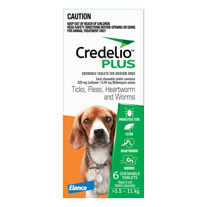 Credelio Plus For Medium Dogs 5.5 - 11 Kg Orange 6 Chews-VetSupply.com.au-The Equestrian