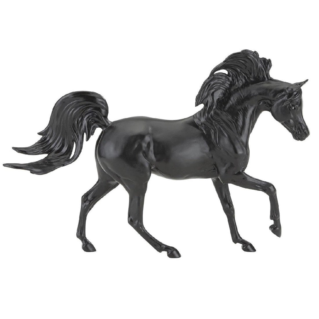 Breyer Horse Toys black model horse with flowing mane, plastic.