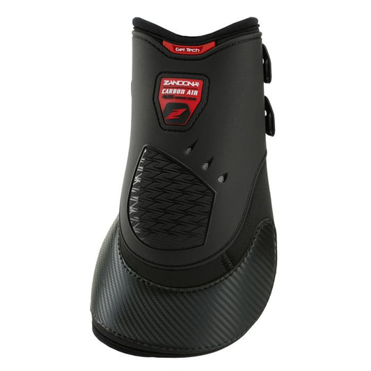 Zandona Carbon Air horse boot with gel, black on white background.