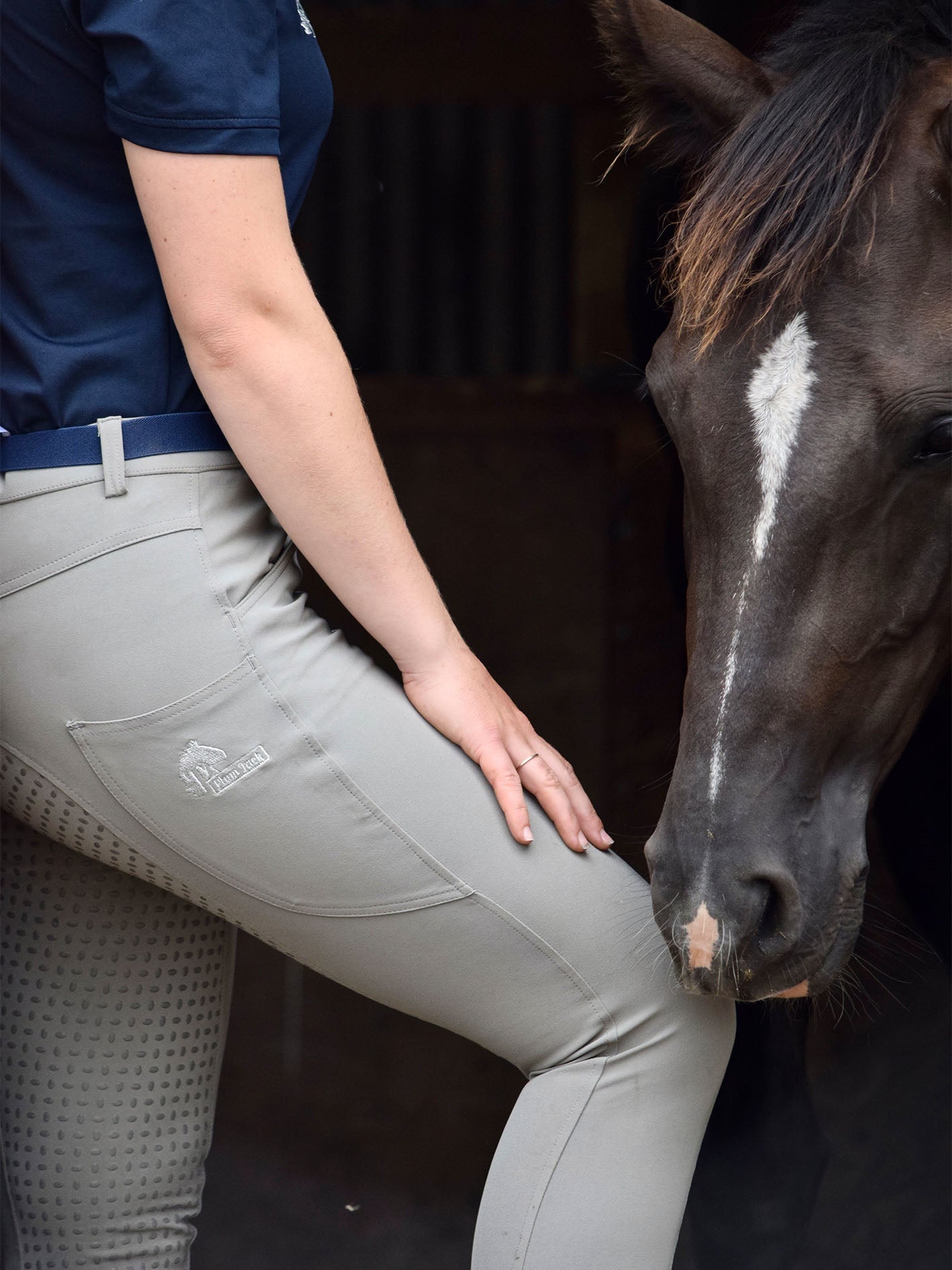 CoolMax Grey Breeches with phone pockets-Plum Tack-The Equestrian