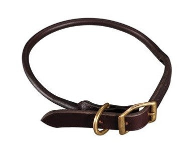 Leather Dog Collar Rolled Jeremy & Lord Large 1" X 23"-Ascot Saddlery-The Equestrian