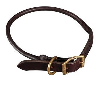 Leather Dog Collar Rolled Jeremy & Lord Medium 3/4" X 17"-Ascot Saddlery-The Equestrian
