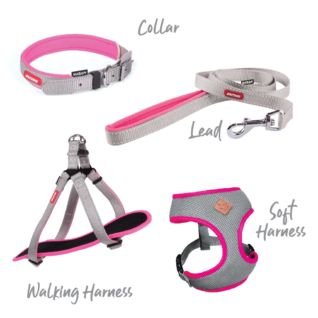 Kazoo Dog Collar Active Silver & Pink-Ascot Saddlery-The Equestrian