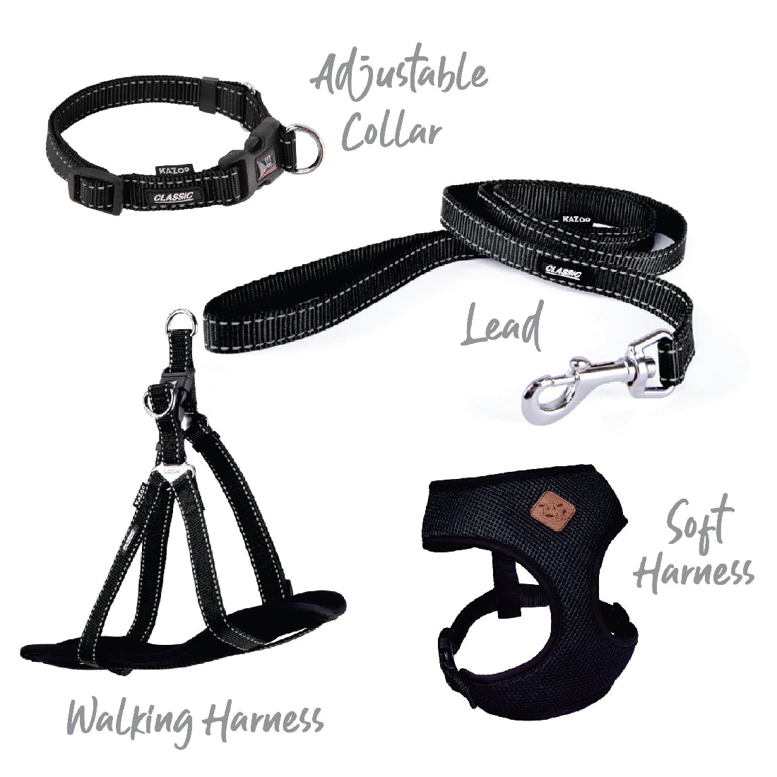 Kazoo Dog Collar Classic Adjustable Black-Ascot Saddlery-The Equestrian