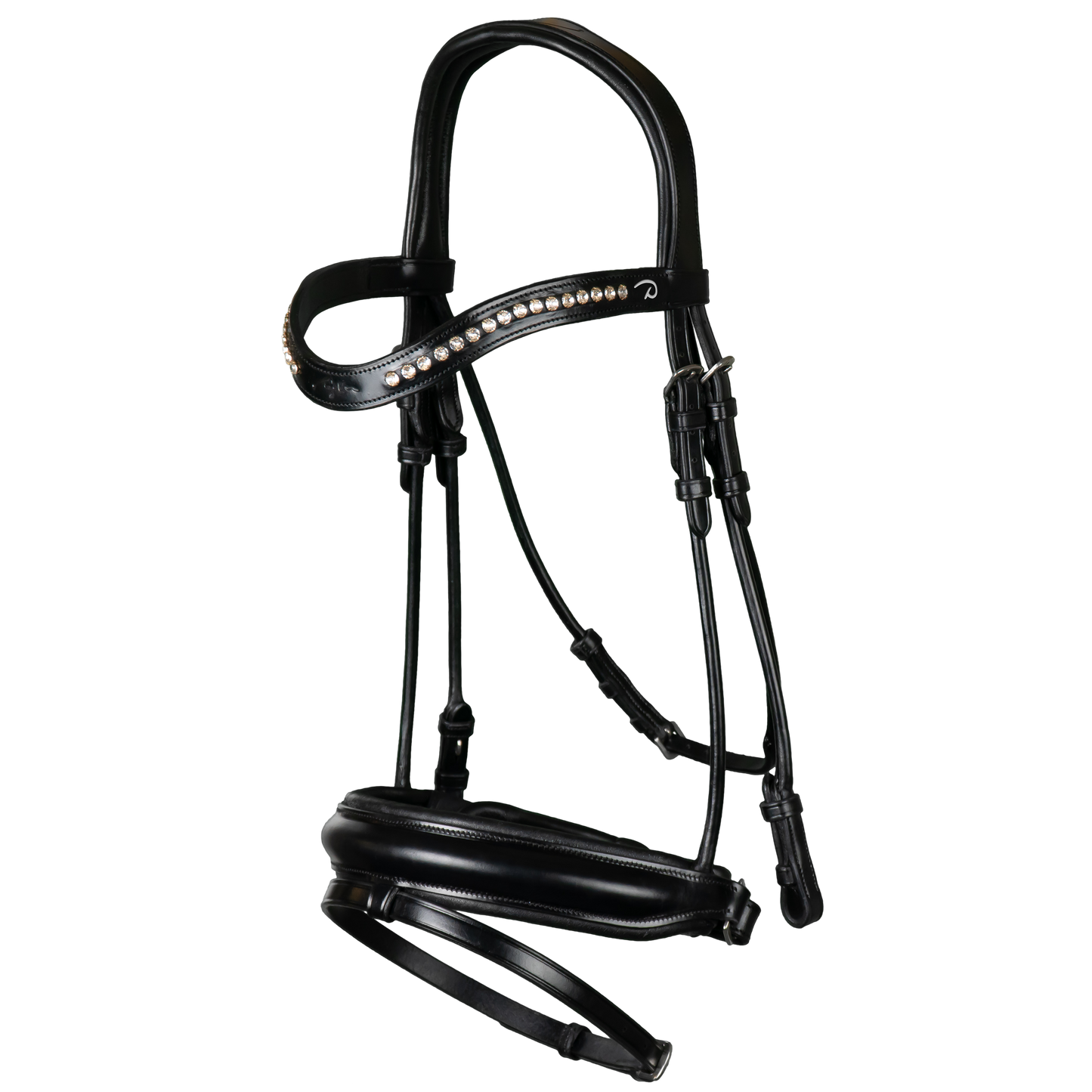 Dy'on Round Collection Black Matte Medium Crank Noseband Bridle with Flash Full-Little Equine Co-The Equestrian