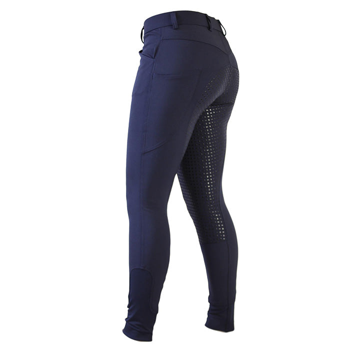 CoolMax Navy Breeches with Silicone Seat Grip-Plum Tack-The Equestrian
