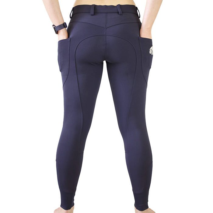 CoolMax Navy Breeches with NO Silicone-Plum Tack-The Equestrian