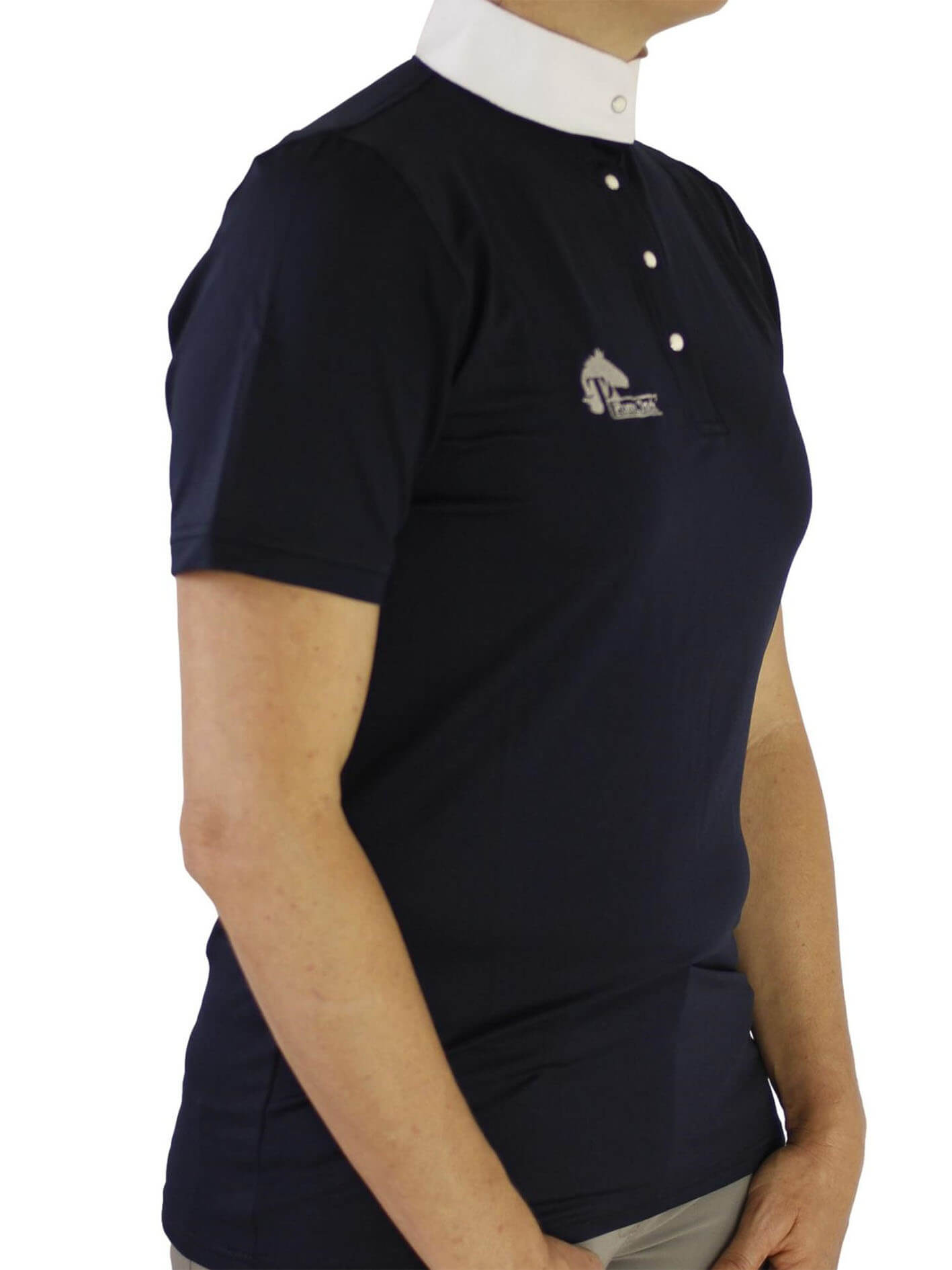 Ladies cool show shirt - Navy & white-Plum Tack-The Equestrian