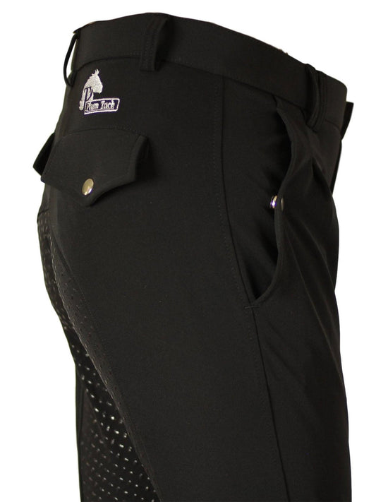 Men's Breeches in CoolMax Black with silicone grip seat-Plum Tack-The Equestrian