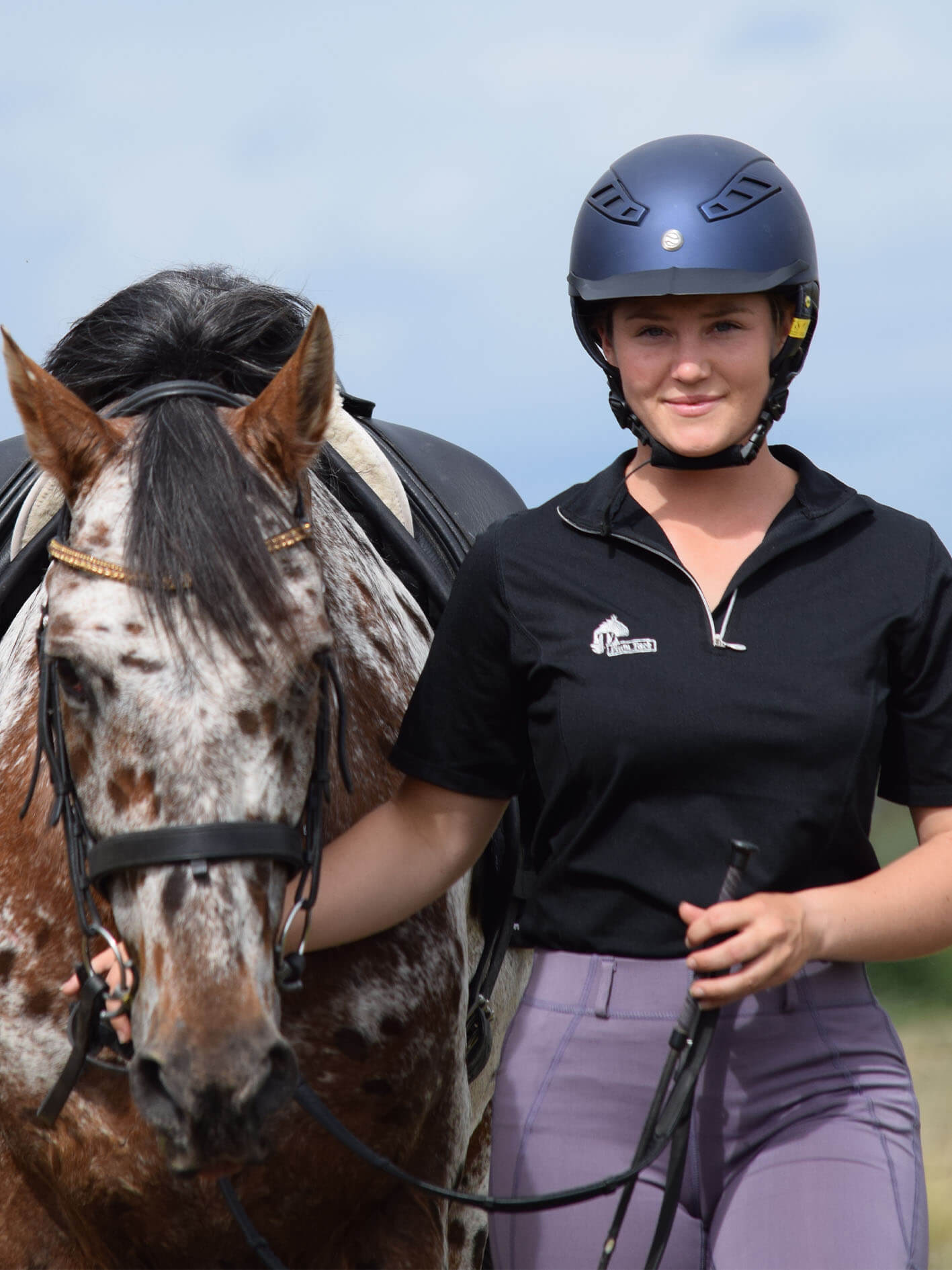 Ladies Cool Summer riding tops in black- Short sleeve-Plum Tack-The Equestrian