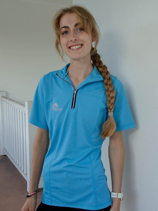 Short sleeve riding top in sky blue-Plum Tack-The Equestrian