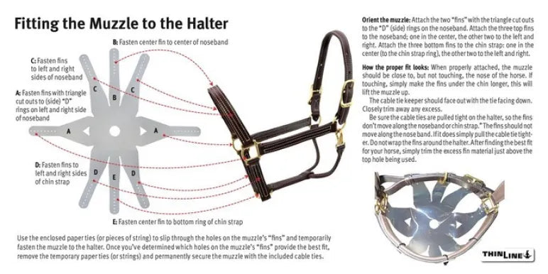 instructions for using the Flexible Filly grazing muzzle