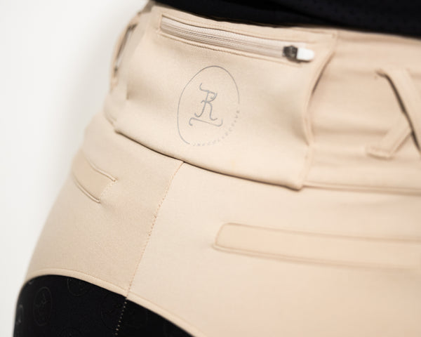 Competition Breeches-Stone with Black Seat