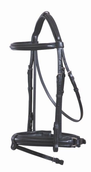 Bridle Dressage Snaffle Leather Grainge Black [:cob]