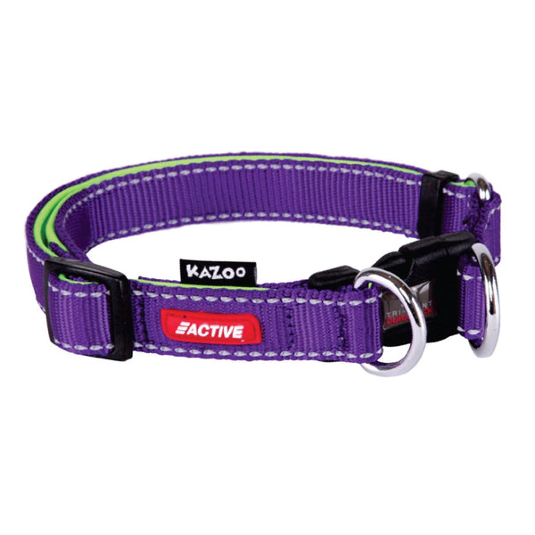 Kazoo Dog Collar Active Adjustable Purple & Lime [:extra Large]
