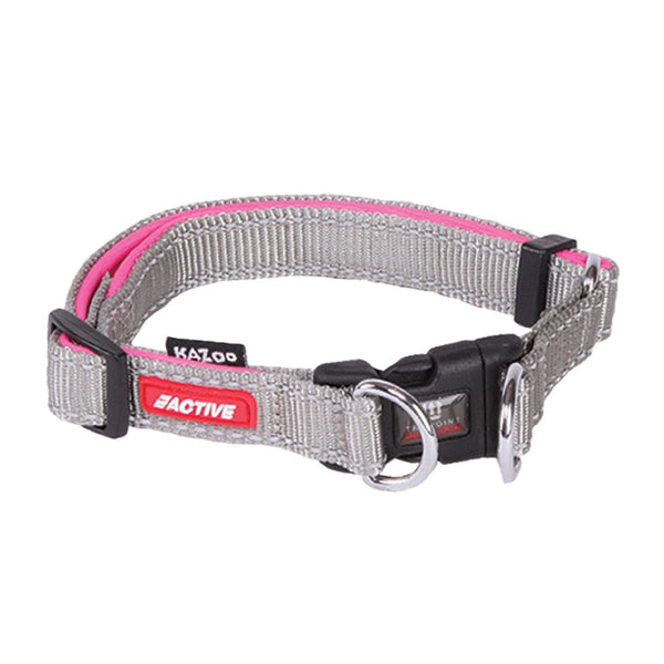 Kazoo Dog Collar Active Adjustable Silver & Pink [:extra Large]