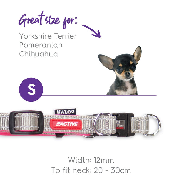 Kazoo Dog Collar Active Adjustable Silver & Pink [:extra Large]