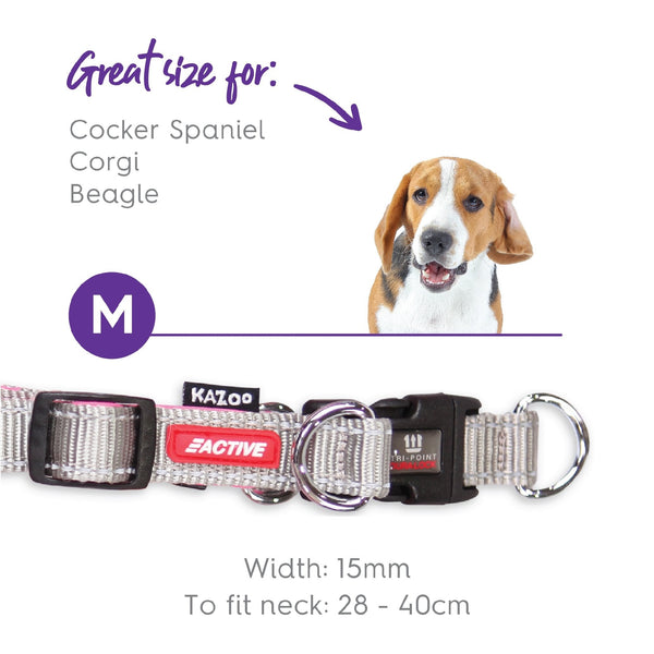 Kazoo Dog Collar Active Adjustable Silver & Pink [:extra Large]
