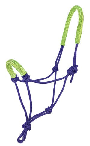 Halter Knotted Rope Padded Head & Nose Purple & Lime