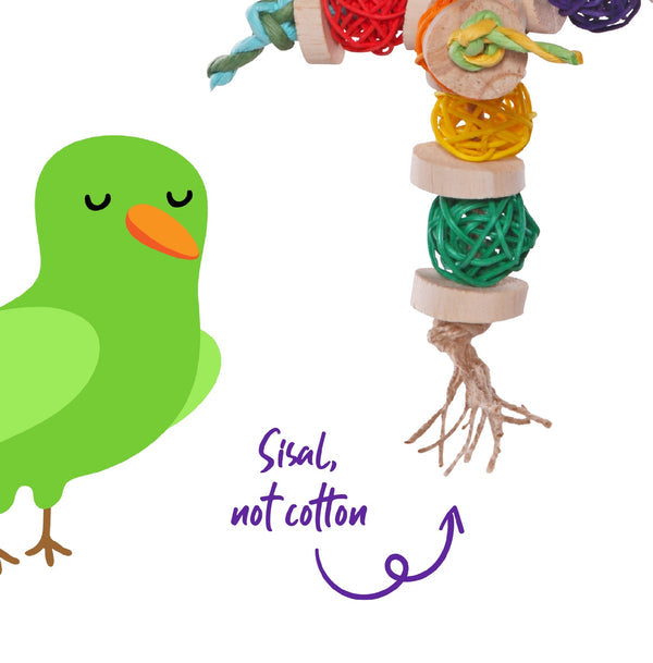 Bird Toy Colourful Wicker Balls With Decoration [:small]