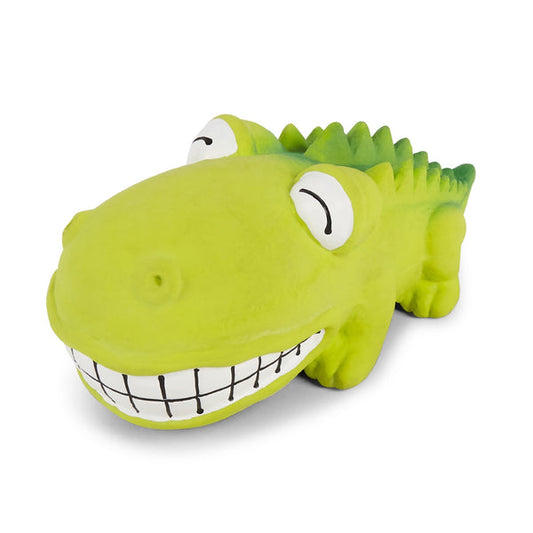 Kazoo Dog Toy Latex Smiling Crocodile Green Small