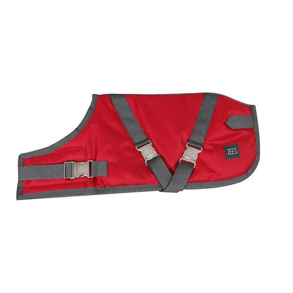 Zeez Dog Coat Supreme Ruby Red & Grey [:25cm]