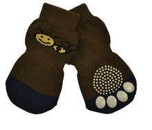 Dog Boots Zees Socks Non Slip Knitted Brown Bee [:medium]