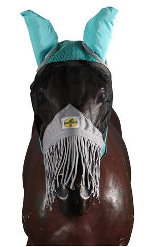 Fly Mask With Ears & Nose Fringe Horsemaster Teal [:pony]