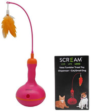 Cat Toy Scream Vase Tumbler Treat Dispenser 28cm Pink & Orange