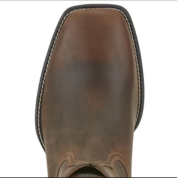 Roper Boots Ariat Heritage Wide Square Toe Brown Mens [:9.0]