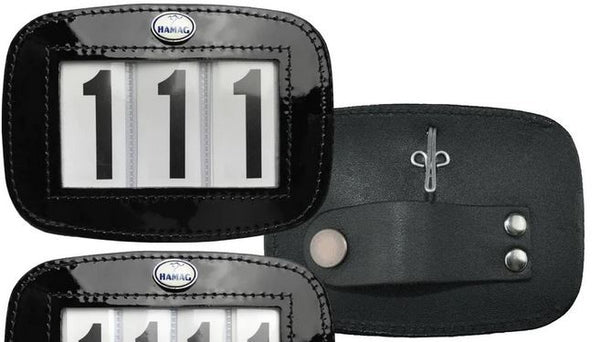 Hamag Number Holder Bridle Patent Leather 3 Digit Pair Black