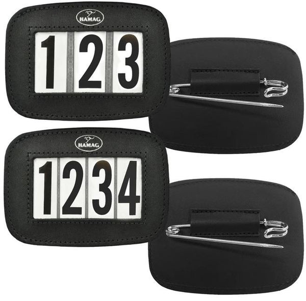 Hamag Number Holder Saddlecloth Leather 3 Digit Pair [:black]