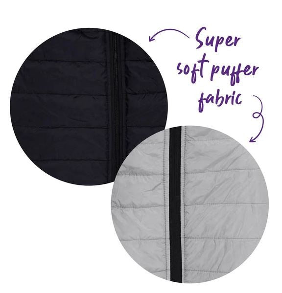 Kazoo Dog Rug Reversible Puffer Black & Silver [:27cm]