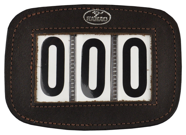 Hamag Number Holder Bridle Leather 3 Digit Pair Mahogany Brown