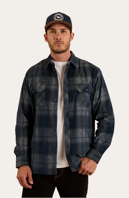 Shirt Ringers Glenferrie Flannel White/navy Mens [:medium]