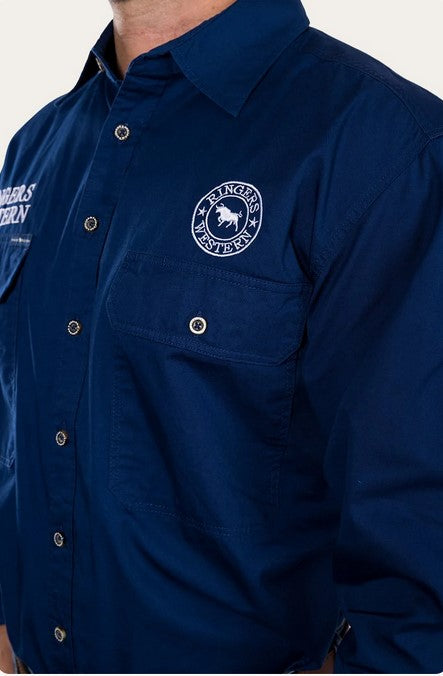 Shirt Ringers Hawkeye Full Button Navy Mens [:medium]