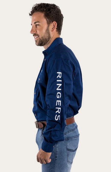 Shirt Ringers Hawkeye Full Button Navy Mens [:medium]